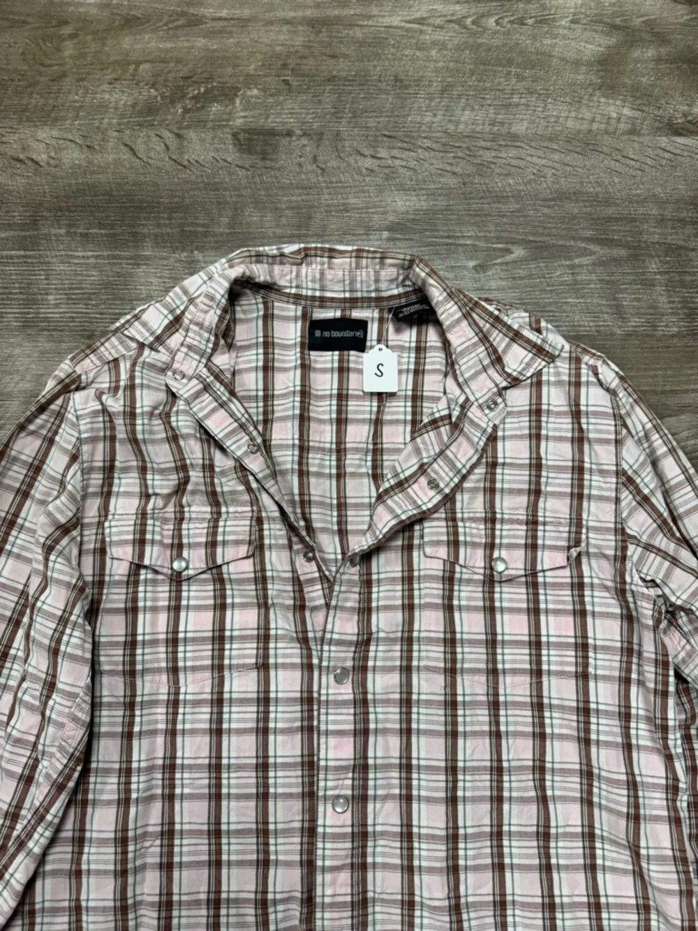 No Boundaries Plaid Snap Button Front Shirt Size Small